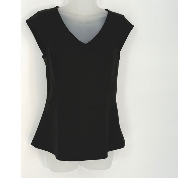 The Limited Black V-Neck Peplum Top Career Business Casual Work S Academia 92-41 - Picture 9 of 12